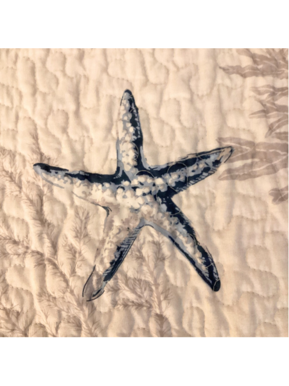 Nautical Coastal King Quilt & Shams Shell Starfish Pattern Blue Reversible - Picture 7 of 15